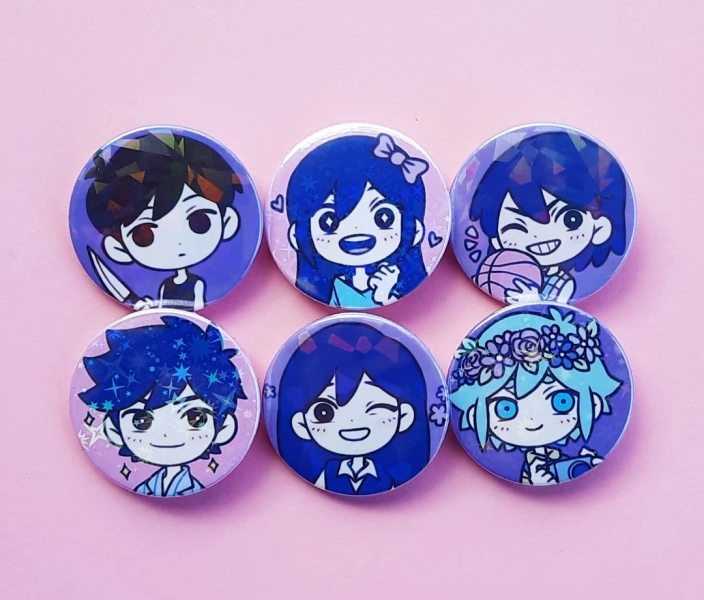 OMORI Holo Button Pins (1.5 Inch) - Sunny Aubrey Kel Hero Mari Basil - Glossy Stickers - Etsy Canada