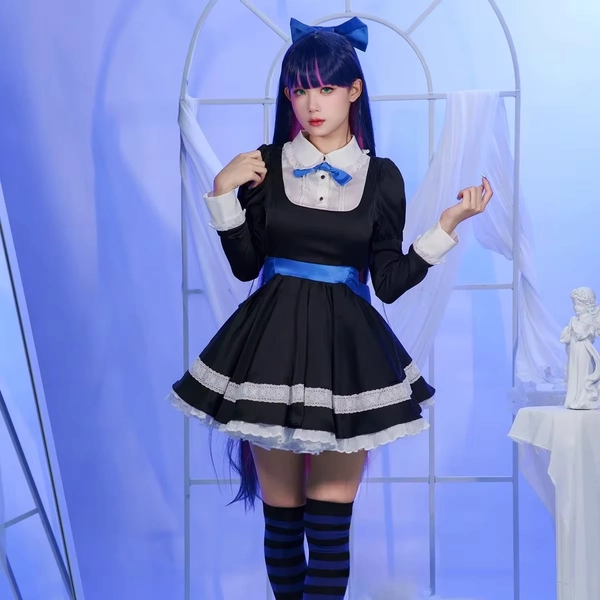 Anime Cosplay Meia Peruca Longa, Anarquia Fantasia Cosplay, Vestido Uniforme, Calcinha e Meia com Cinto de Jarreteira - AliExpress 