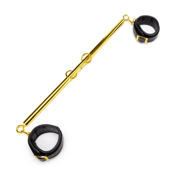 Solid Gold Expandable Spreader Bar Set with Detachable Leatherette Cuffs
