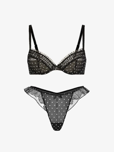 On the Dot Demi Bra 2-Piece Set - Savage