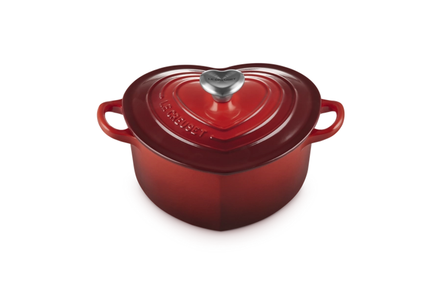 Cocotte corazón de hierro fundido con pomo en forma de corazón