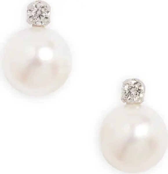 Diamond & Freshwater Pearl Stud Earrings