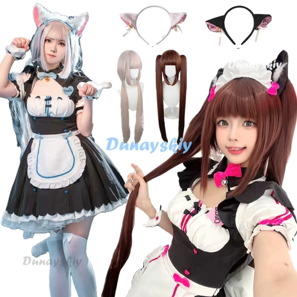 NEKOPARA-Disfraz de mucama para mujer, traje de mucama, traje de mucama, uniforme de gato, chocolate, vainilla, OVA