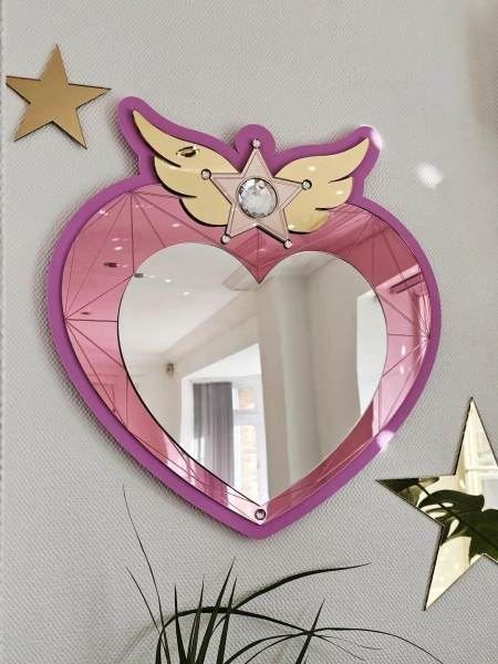 Sailor Moon Chibi Cosmic Heart Mirror | Dopamine Decor | Winged Heart - Etsy