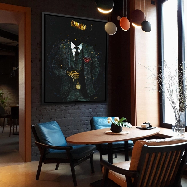 Skeleton KING Entrepreneur Art Print on Canvas - Modern Wall Art - Man Cave Skull Painting - Mans Home Office Artwork - Gift for Boyfriend - Etsy