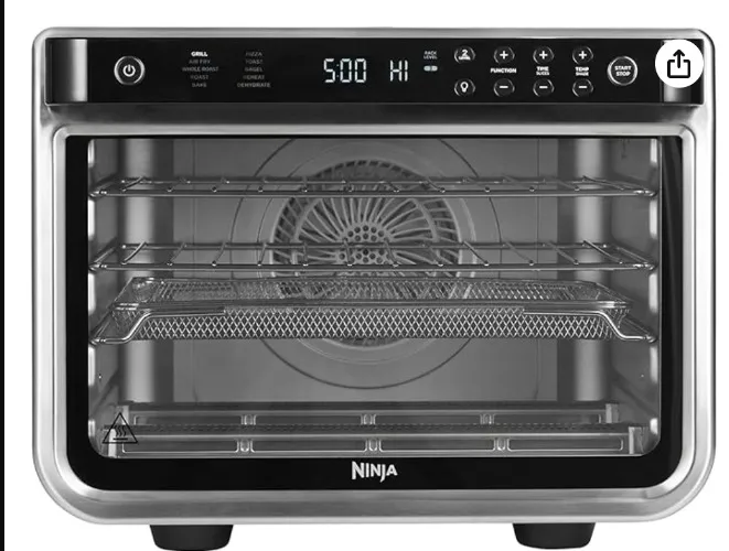 Ninja Foodi DT200EU 10 in 1 Multifunction Oven Portable Electric Worktop Oven 10 Functions, Air Frying, Roasting, Grilling, Dehydrating, Heating, Silver/Black