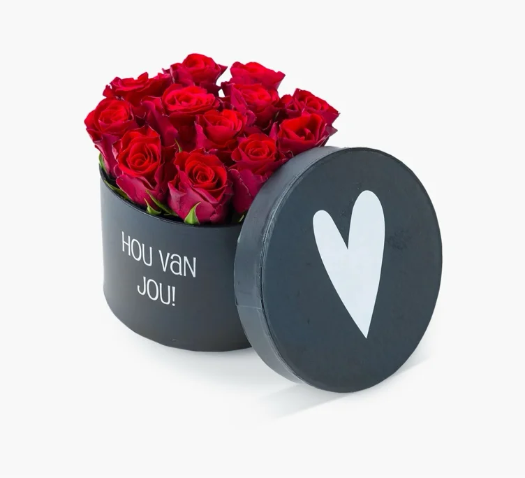 Rozentaart ‘Ik hou van jou’ met rode rozen | Kaartje2go