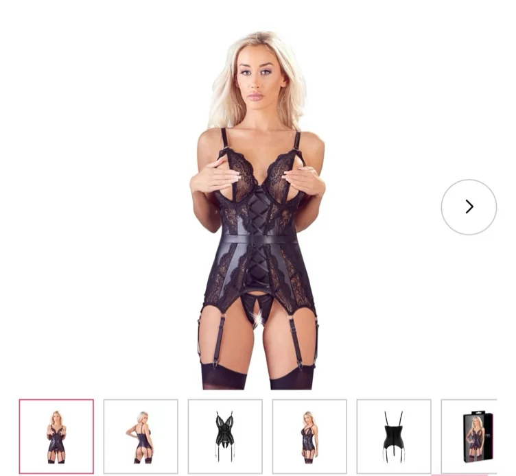 Jarretel-set met open cups - zwart 