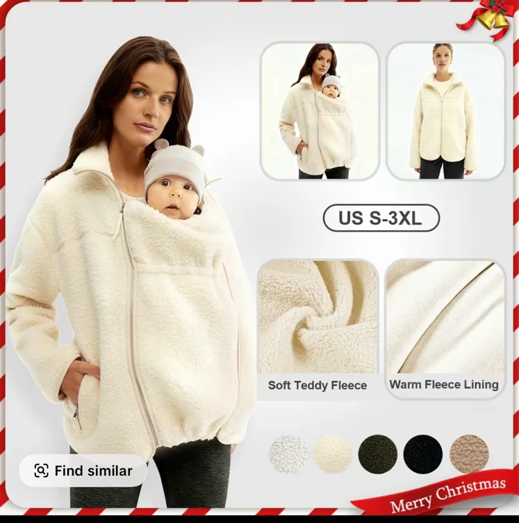 Pwest MAMA Women Before & After Babywearing Fleece Jacket Soft | Holiday Sales TikTok Shop