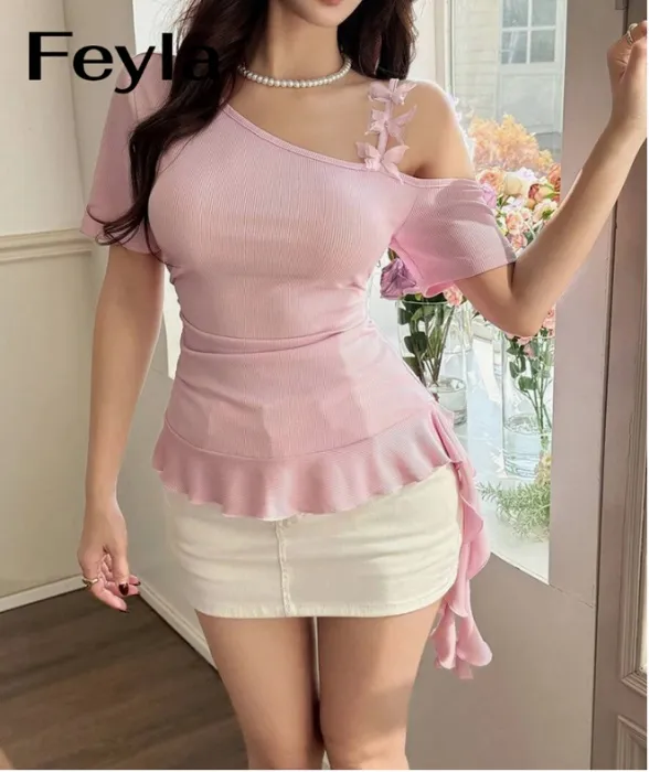 Feyla Top elegante para mujer de color liso con decoración de lazo 3D l SHEIN