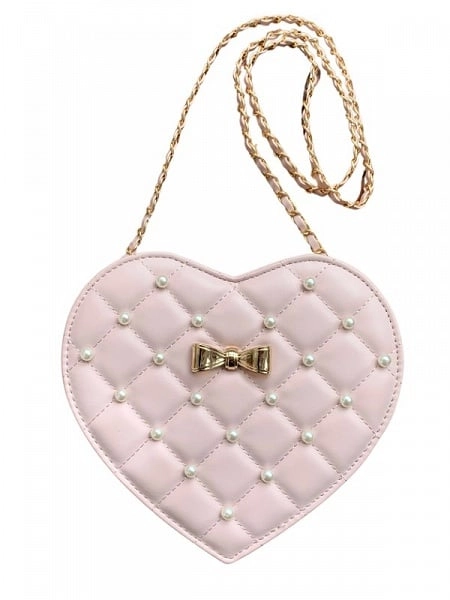 Sweet Style Heart-shaped Crossbody Bag with Pearl & Bow Accents