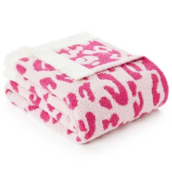 Snuggle Sac Leopard Throw Blanket Knitted Blanket Cozy Warm Blankets for Couch