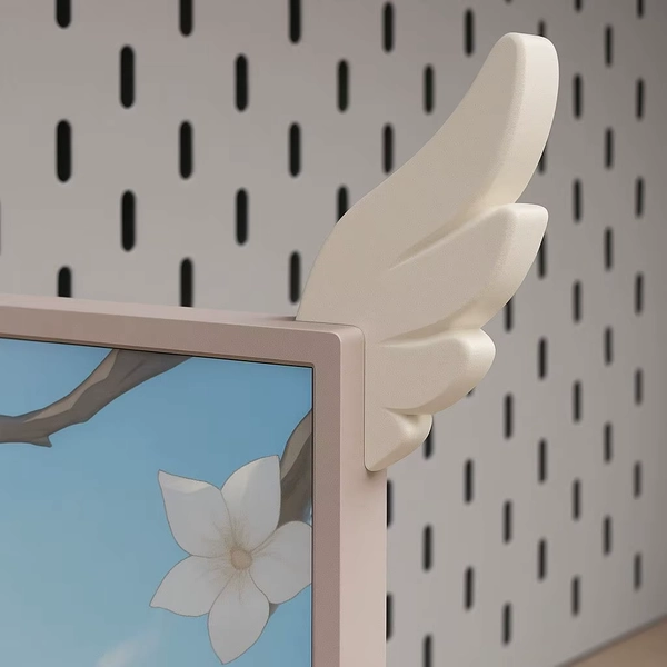 Adornos 3D para Habitación, Monitor de Alas Rosas, Color Rosa, Azul, Blanco