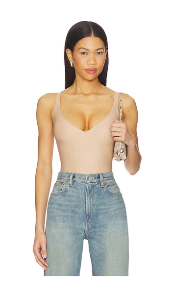 SKIMS Body Plunge Bodysuit in Tan. - size XS