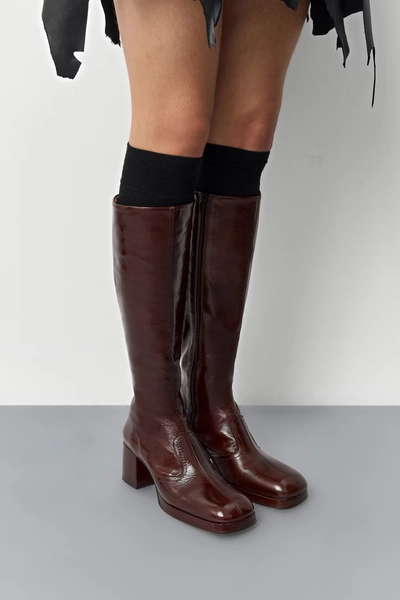 Donna Boots - Brown Patent Leather