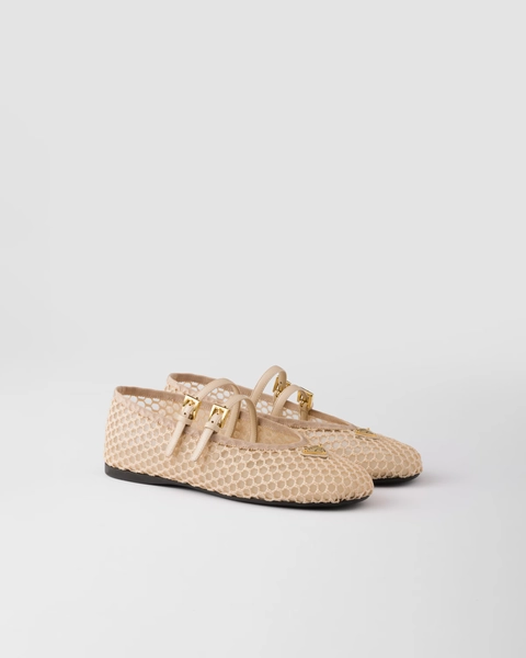 Mesh fabric ballerinas