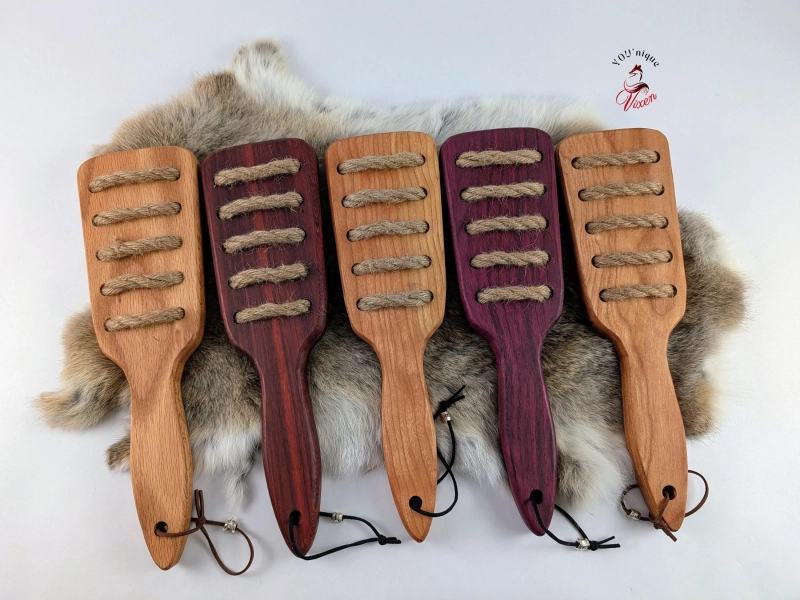 BDSM Hairbrush Spanking Paddle with Rope, Impact Play Paddle, Handmade Adult Kink Fetish Mature Impact Toy, Discipline Punishment Paddle