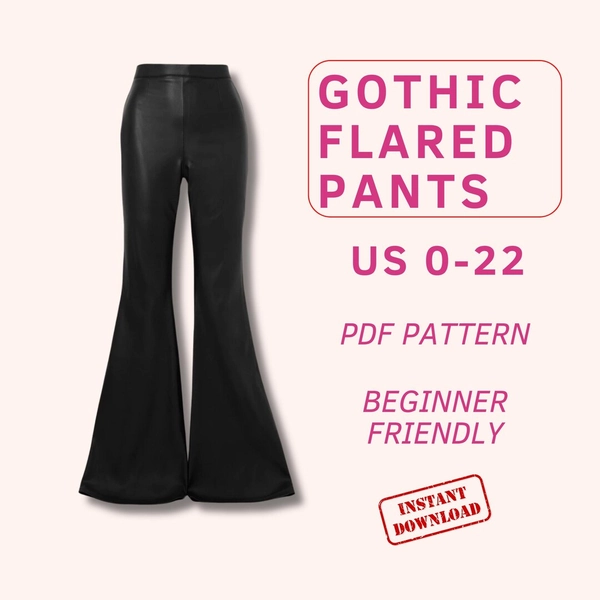 Gothic Flared Pants Pattern for Women, Bootcut High Waist Goth Pants, Balloon Pant Pattern for Beginners, Witchy Pants Pdf Sewing Patterns - Etsy