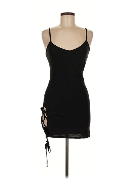 Boohoo Solid Black Cocktail Dress Size 8
