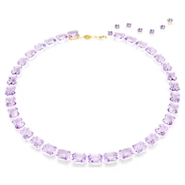 Millenia necklace, Octagon cut, Purple, Gold-tone plated