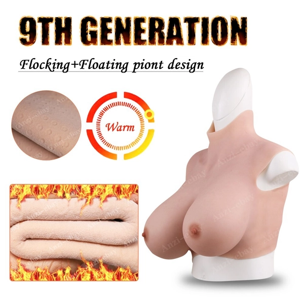 9th B-K Taza Silicona Formas de Pechos Tetas Falsas Placas de Pecho en Diseño Flocado