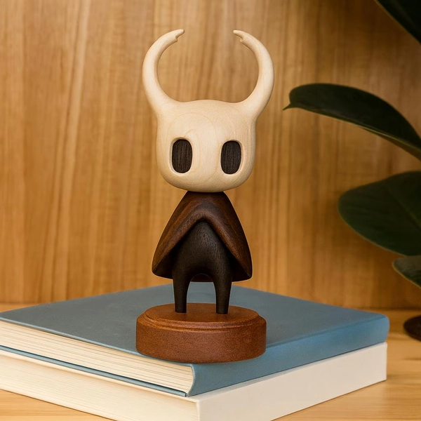 Handcrafted Walnut Hollow Knight Figurine
