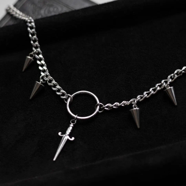 Rebel Spike | O-ring Choker With Spikes & Dagger | Stainless Steel Alt Jewelry | Punk Gothic Necklace | Warrior Aesthetic Streetwear Gift - Etsy