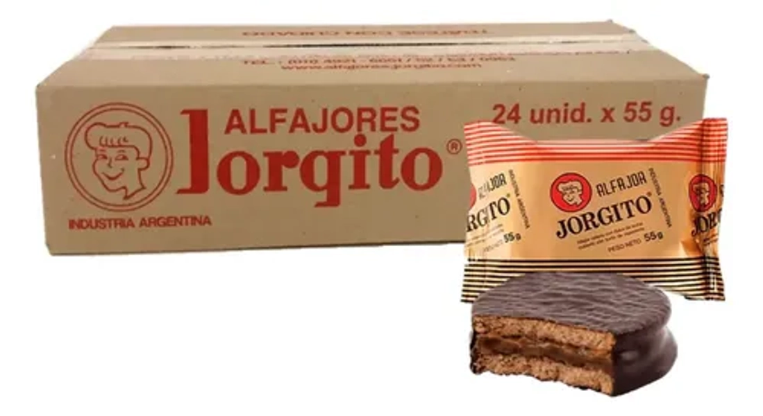 Alfajor Jorgito Chocolate Dulce De Leche Caja X 24un
