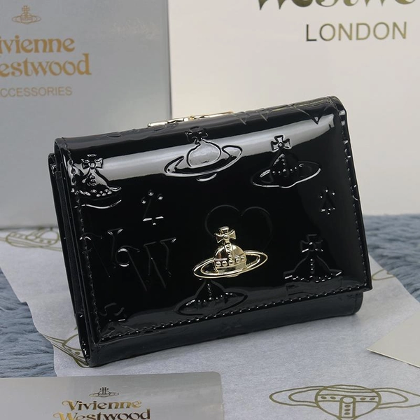 Vivienne Westwood Gamaguchi threefold wallet Color Black Enamel 11cm×9cm×3cm　