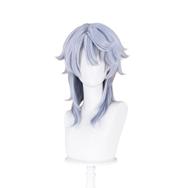 【Ready For Ship】DokiDoki Game Honkai: Star Rail Cosplay Sunday Wig Long Straight Grey Hair/ Earring / Ear Feather Hair Clips / Seraphim Wings Headwear - Wig Only-Ready For Ship