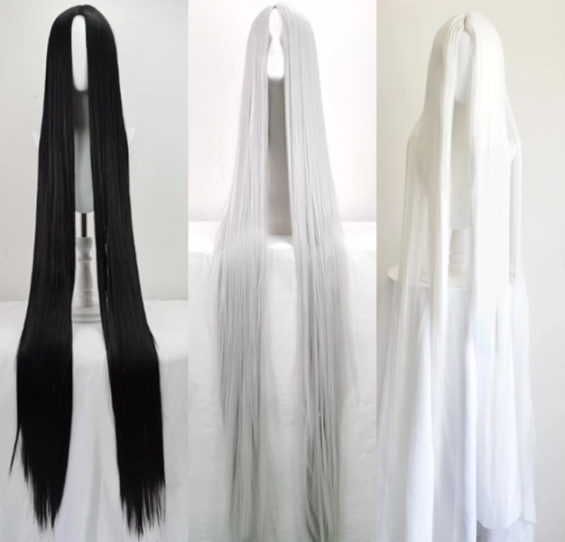150 cm Perücke, extra lange schwarz-weiße Cosplay-Perücke mit Mittelscheitel, Anime-Perücke, 152,4 cm - AliExpress 200165144