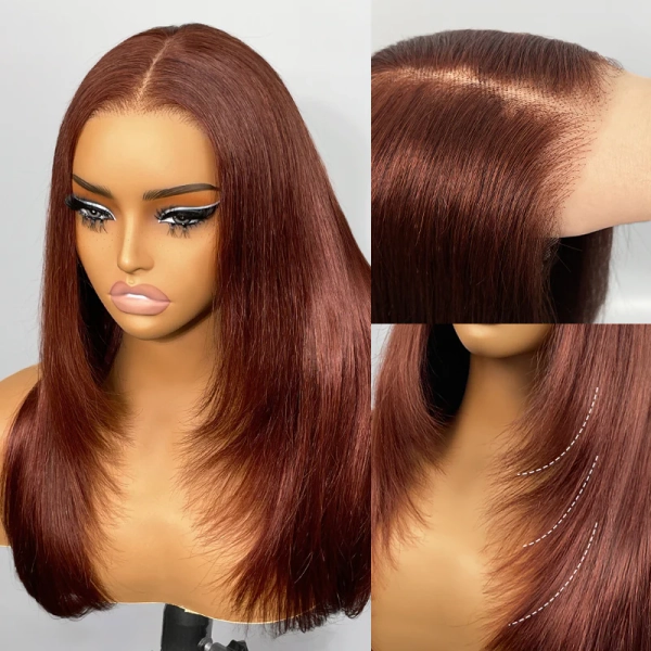ISEE Layered Cut Straight 7x5 Wear Go Wig Brown Color Pre-Cut Glueless Lace Wig