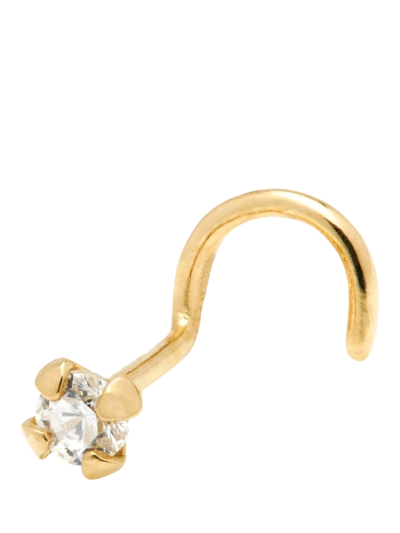 Tish Lyon Teles 9ct Gold Lab Grown Diamond Prong Nose Stud, Single