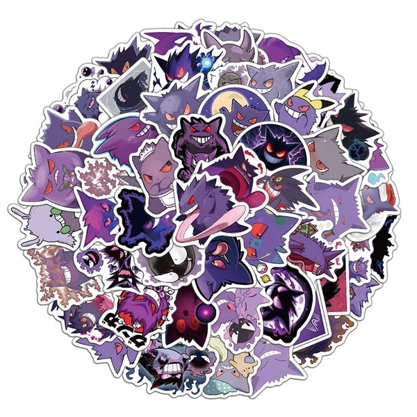 55PCS Gengar Sticker Set Haunter Gastly Waterproof Laptop Stickers