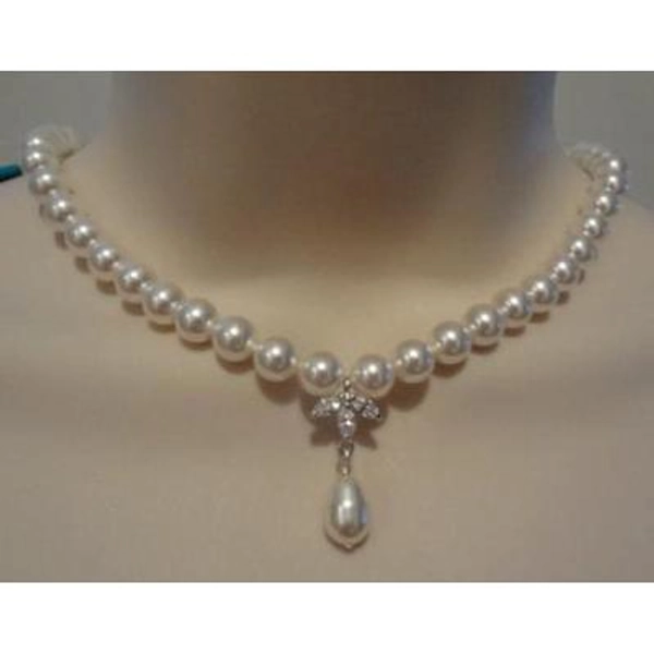 Pearl wedding necklace, pearl drop necklace, pearl bridal jewelry, crystal bridal necklace, Y shape necklace