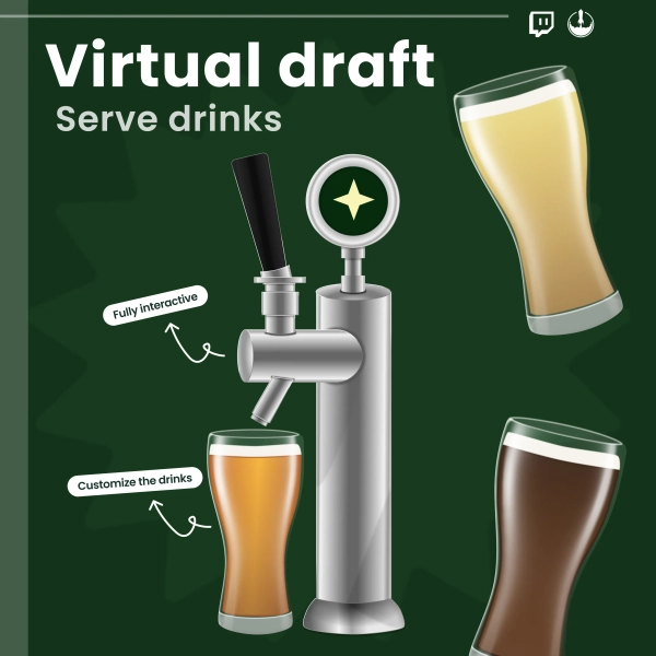 Interactive Draft Beer Widget - Customizable Animated Stream Overlay - Tavern VTuber (Digital Download) by thecozydeck (@thecozydeck)