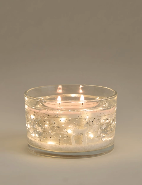 Silver 2 Wick Light Up Candle