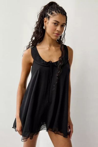 Out From Under Laurel Swiss Dot Mesh Trim Chiffon Slip