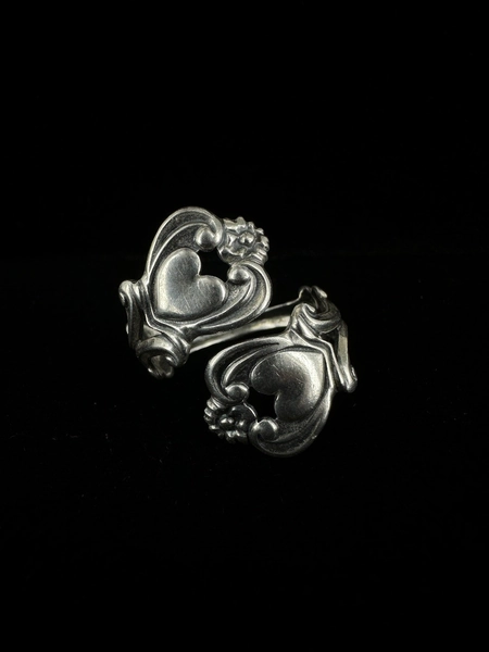 Antique Art Nouveau Sterling Heart Adjustable Wrap Ring