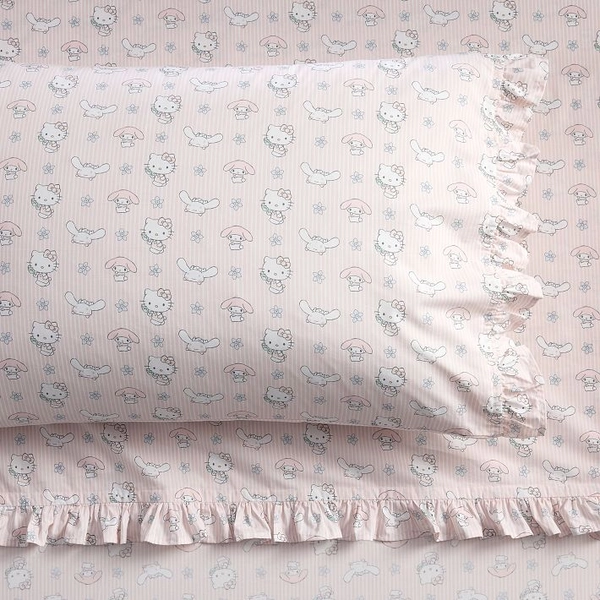 Hello Kitty® & Friends Organic Stripe Ruffle Sheet Set