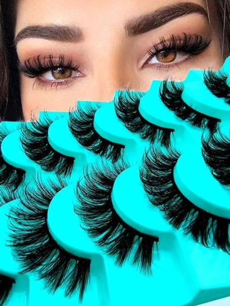 5 Pairs 18mm Russian Strip Lashes Natural Looking Soft & Fluffy Mink Lashes 3D False Eyelashes Russian Volume Eyelashes Fake Eyelashes Dramatic Messy Mink Lashes Wispy Long Foxy Eye Lifting Look Eyelash Extension Kit Full Eyelash Strip To Lengthen And Volumize The Outer Corner Of Your Eye Beauty Makeup