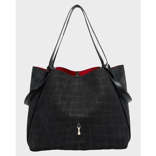 Bettina Large Croc-Embossed Suede Tote Bag