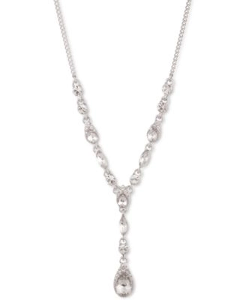 Pear-Shape Crystal Lariat Necklace, 16" + 3" extender