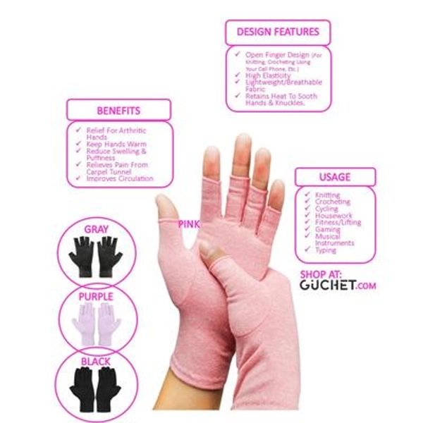 Compression Gloves for Knitter & Crocheter, Joint Pain Relief Gloves, Wrist Support for Crocheter, Carpel Tunnel Gloves for Knitter,