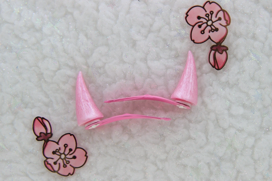 Kawaii Pink Monster Horn Hair Clips