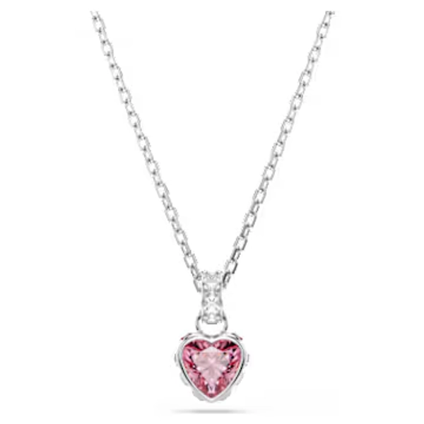 Chroma pendant, Mixed cuts, Pink, Rhodium plated