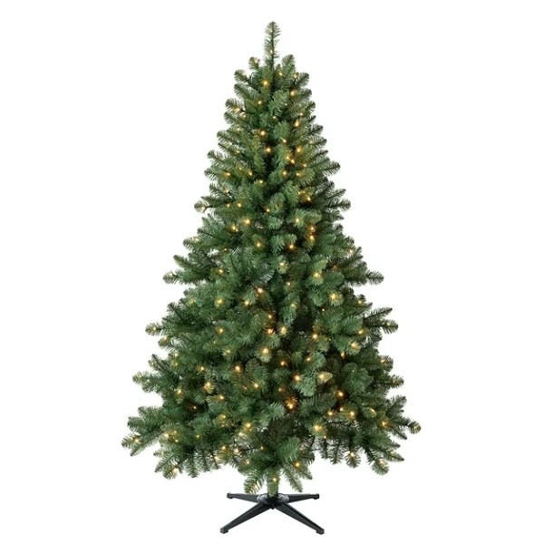 6.5' Pre-Lit Windham Spruce Green Artificial Christmas Tree with Warm White LED Lights, by Holiday Time