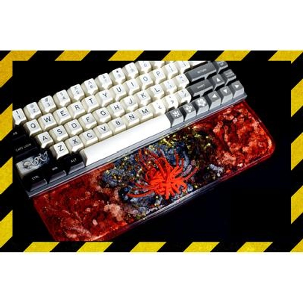 Higanbana Wrist Rest Resin with red black base, custom The Red Spider Lily wrist rest resin, artisan keycap for mechanical keyboard
