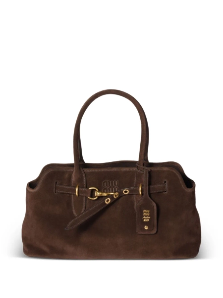 Miu Miu Aventure Suede buckle-fastening Tote Bag | Brown | FARFETCH