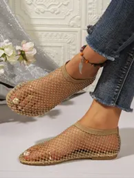 Women's Casual Round Toe Ballet Flats, Breathable Mesh Low Top Shoes, Spring & Fall Textile Upper, Comfortable Rubber Sole, Breathable Durable Shoes